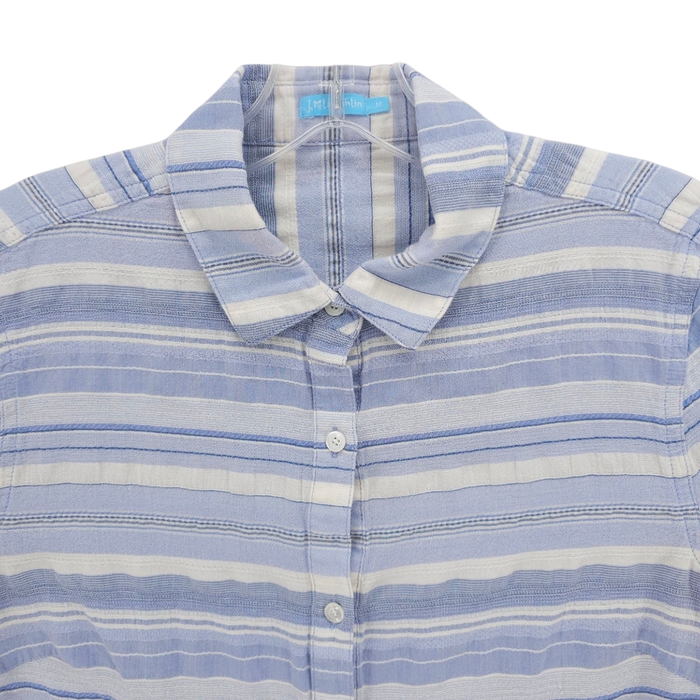 J MCLAUGHLIN Long Sleeve 100% Cotton Shirt Blue Striped Women's MEDIUM